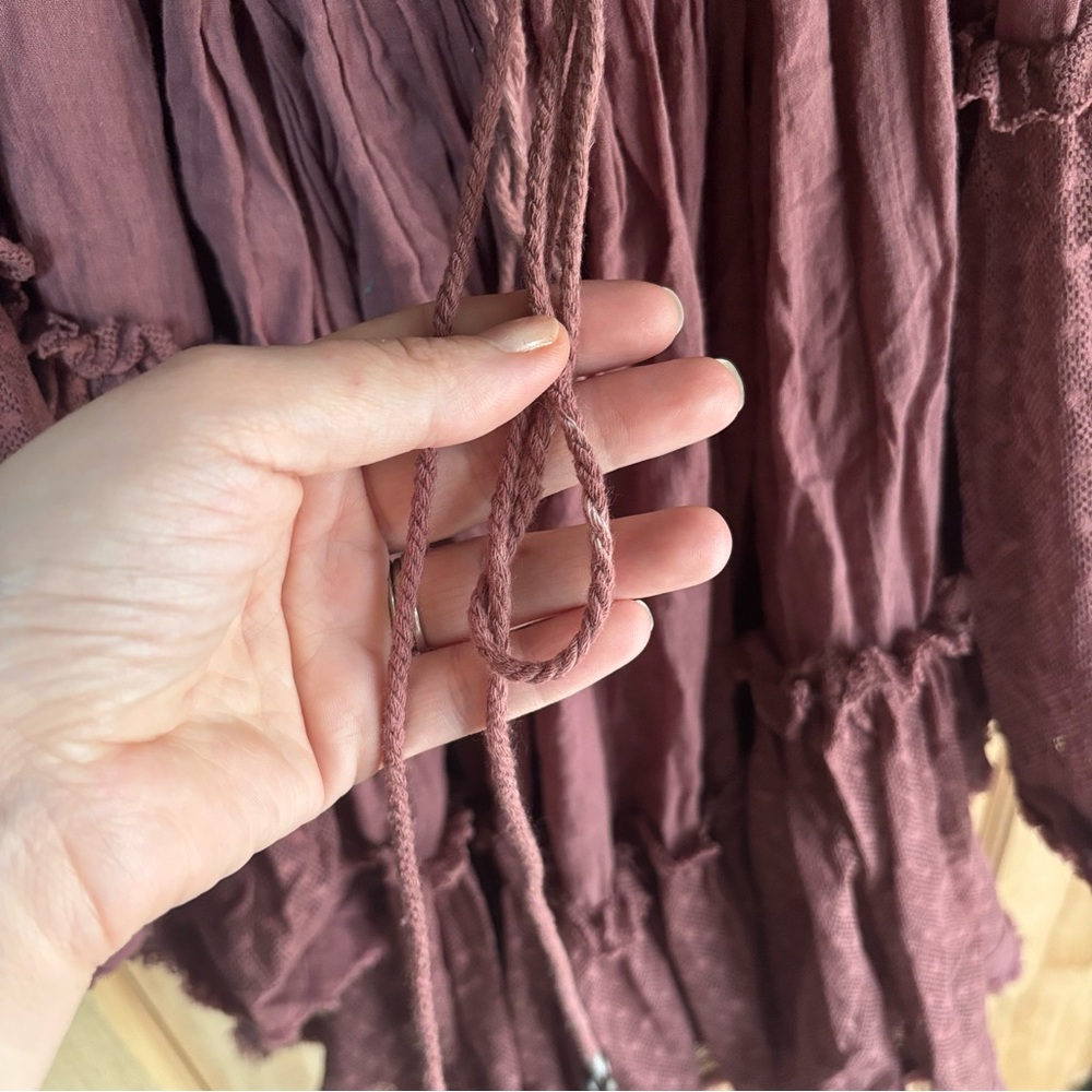Rare HTF Free People | 100 Degree Flowy Layered Mini Dress in Mauve Sz L - Picture 17 of 17